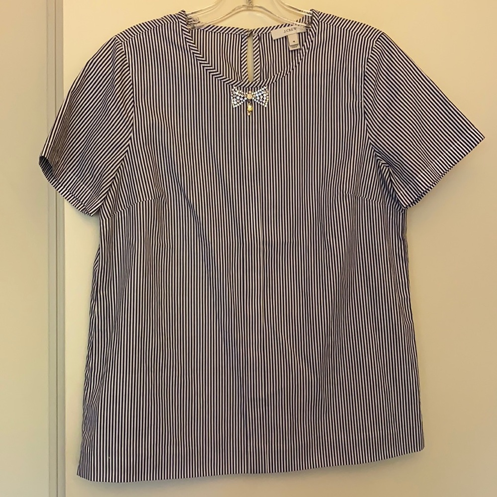 J. Crew Striped Beaded Bow Top Size 4